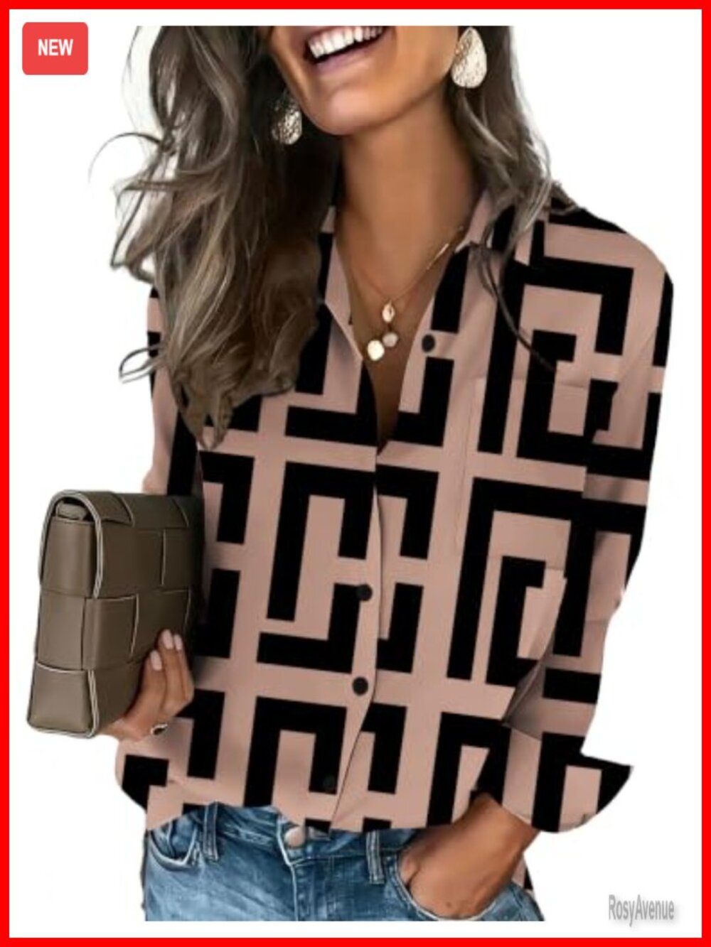 HOTOUCH Women's Button Down Shirt Long Sleeve V-Neck Blouse for Office Work